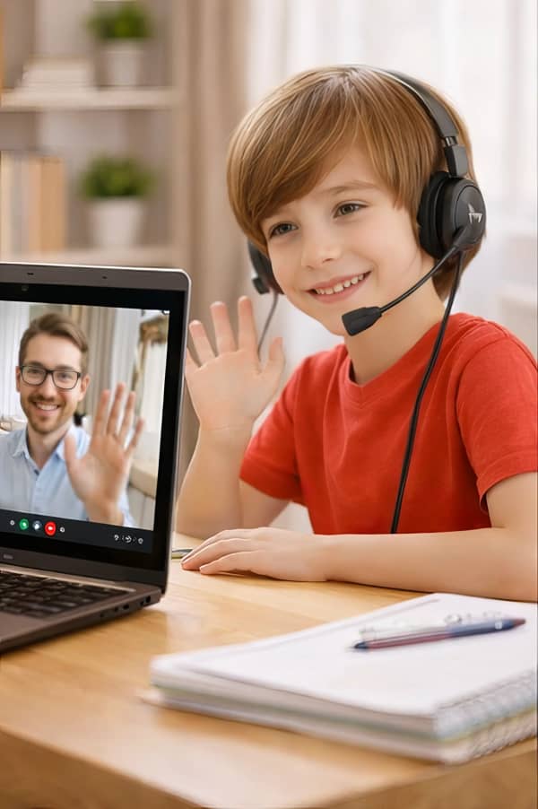 Boy looking at laptop