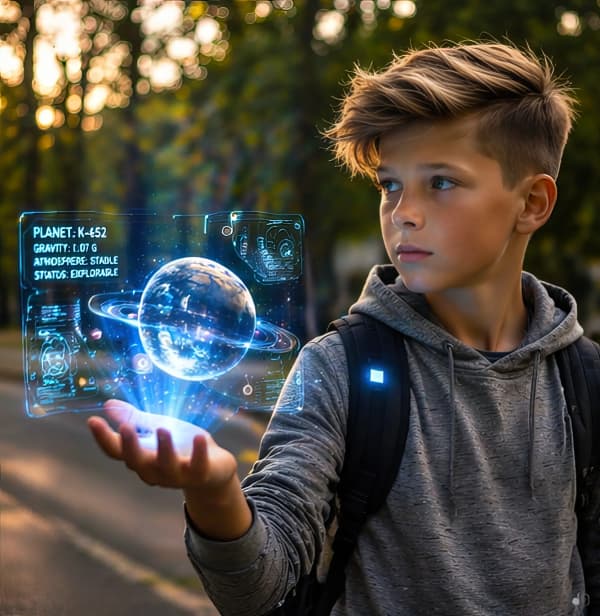 Boy holding glowing magic ball outdoors