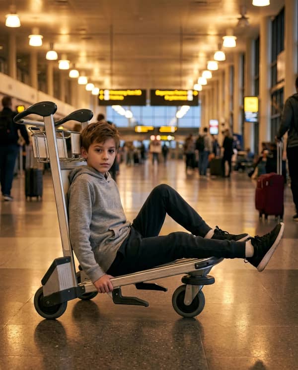 Boy sitting on longboard