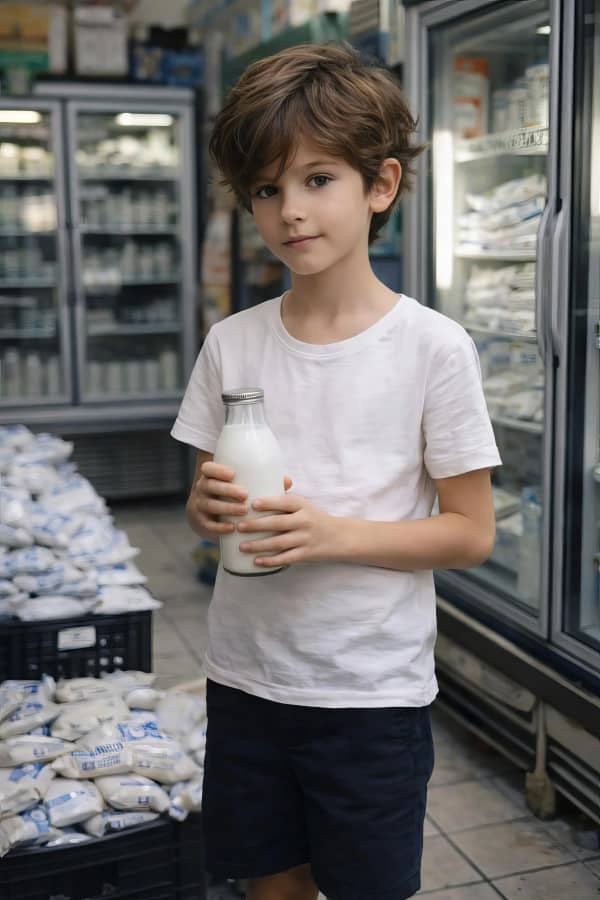 Boy in grocery store
