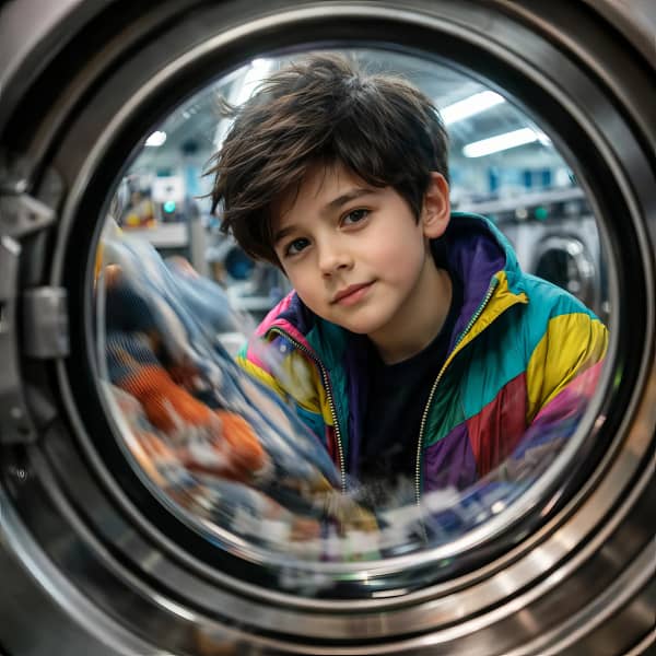 Boy in washing machine