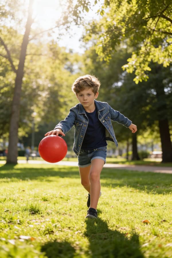 Boy running with ball