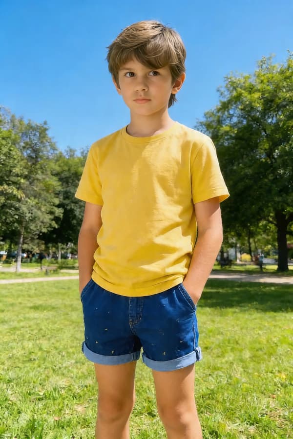 Boy standing in field