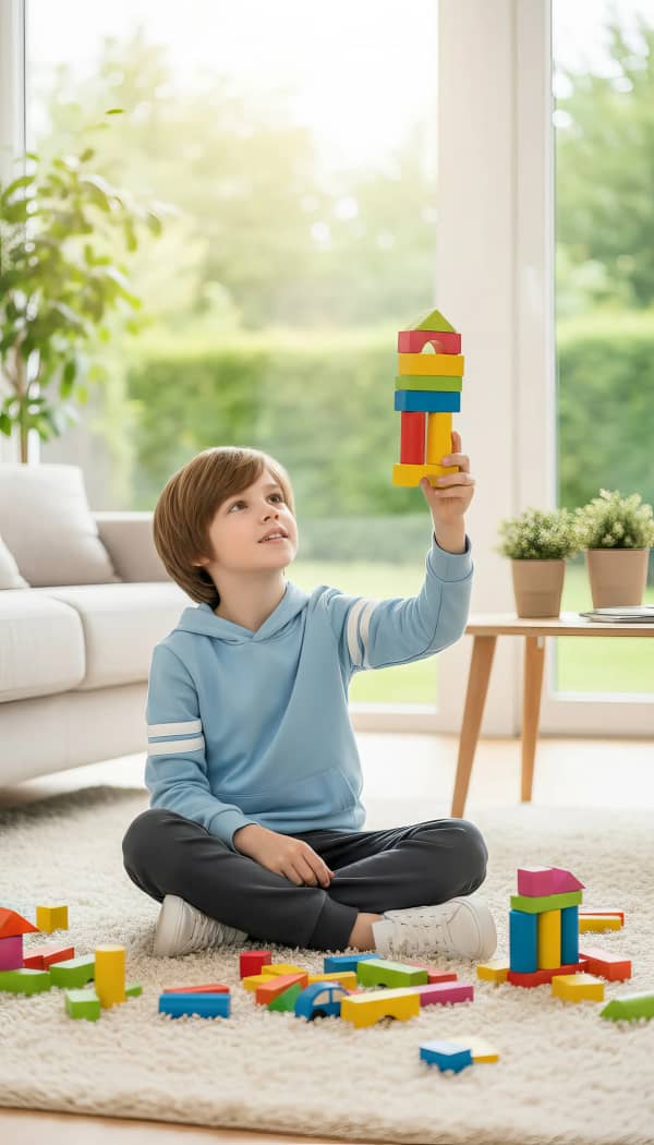 Boy Sitting Pose On Leather Armchair