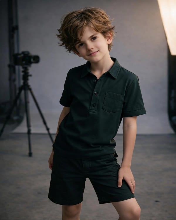 Boy sitting with camera