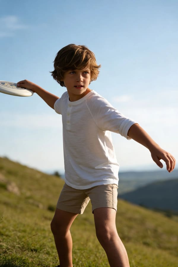 Boy flying a kite