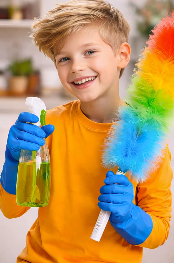 Boy cleaning