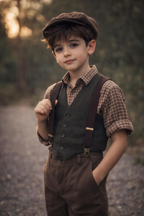 Boy in vintage outfit