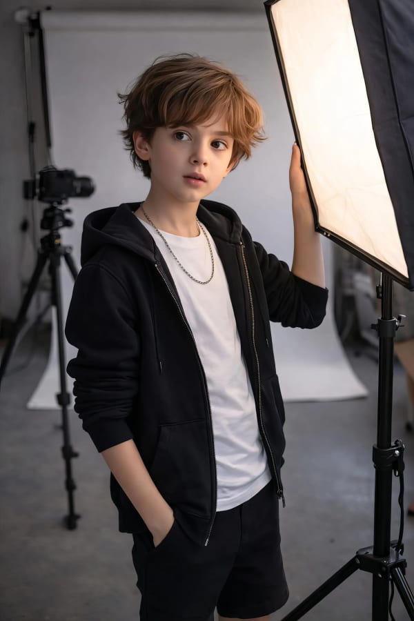 Boy in photography studio