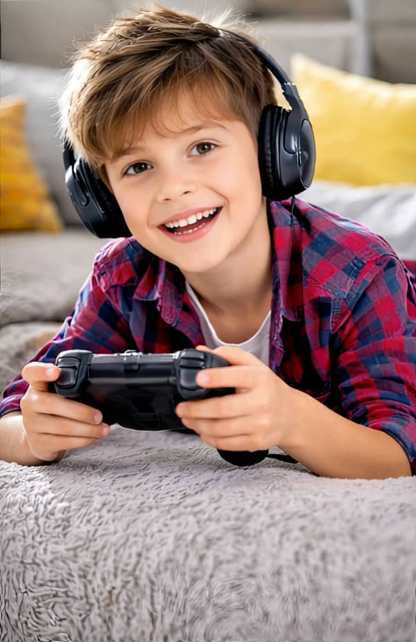 Boy playing video games