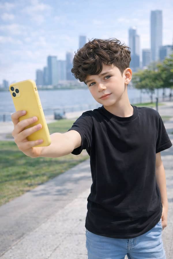 Boy holding yellow cup