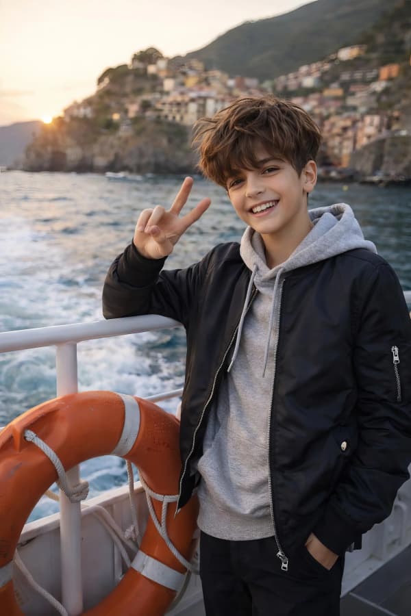 Boy on boat deck