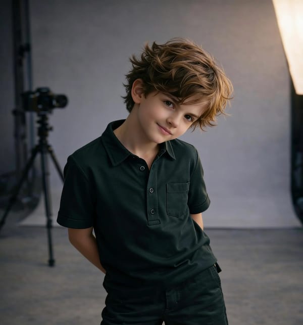 Boy in black polo