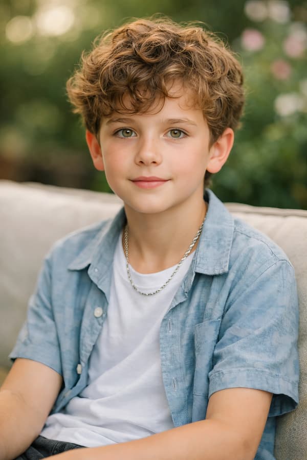 Portrait of boy in blue shirt