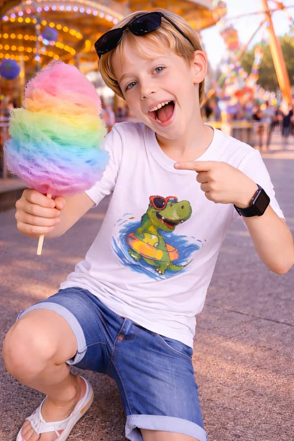 Boy with cotton candy