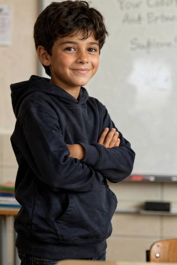 Boy holding folder
