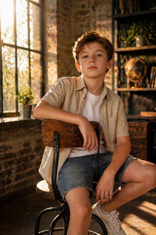 Boy sitting by window