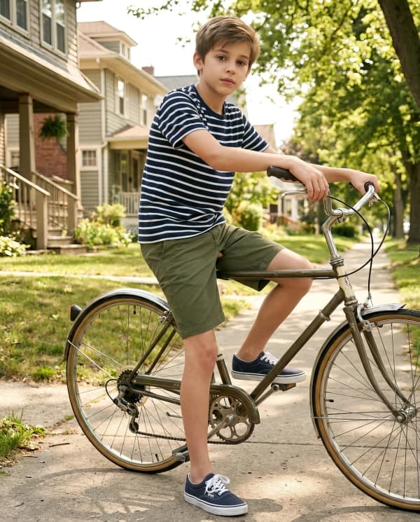 Boy with bicycle