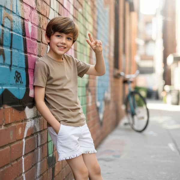 Boy Sitting And Playing With Toy Blocks Pose