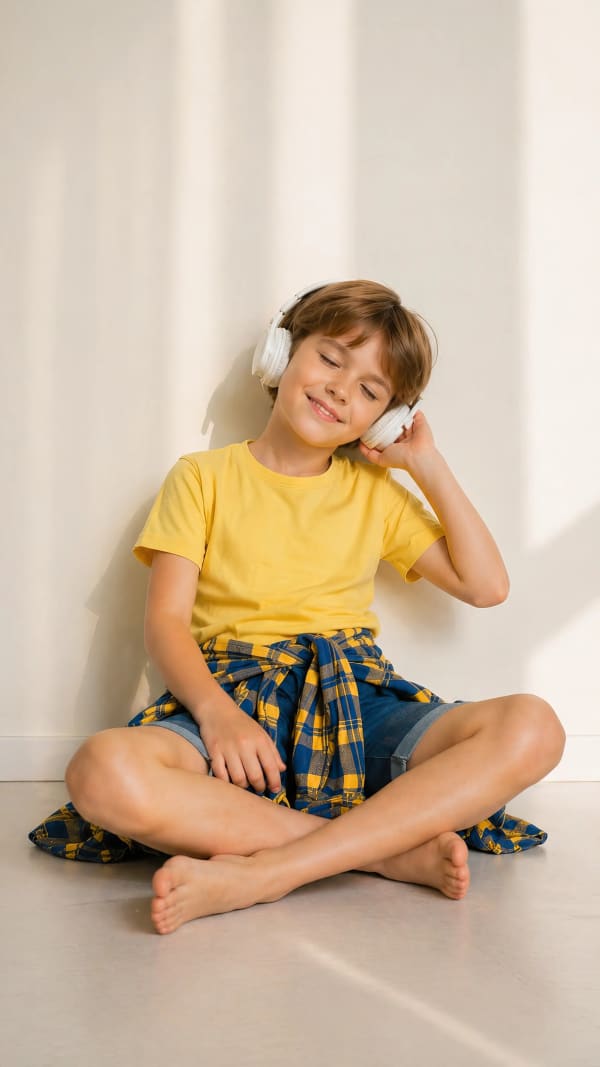 Boy sitting on floor