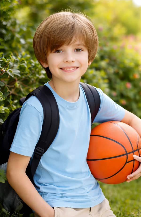 Boy holding basketball