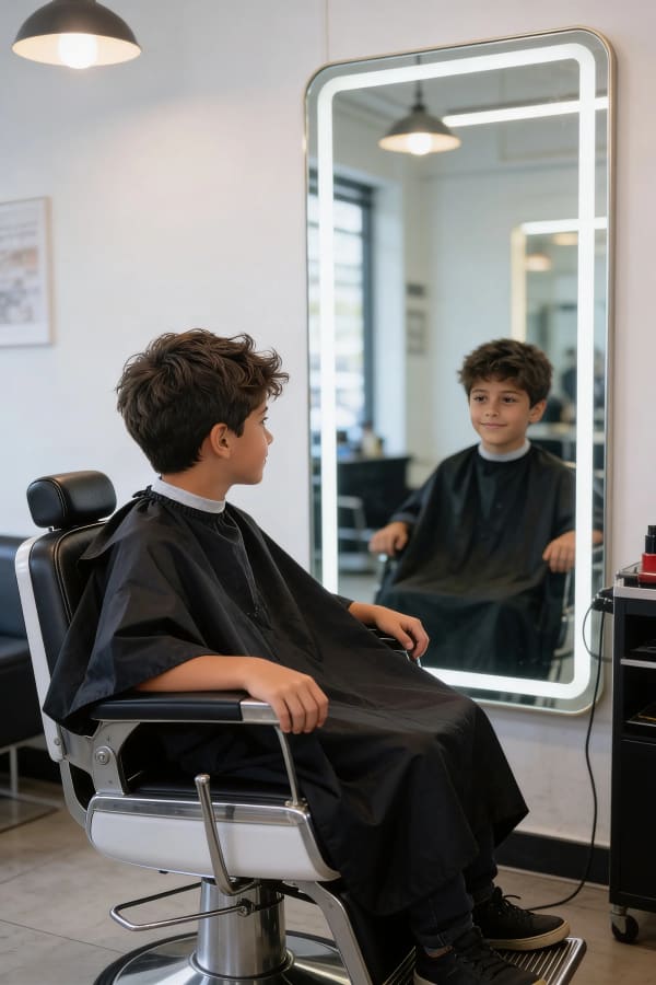Boy at barber shop