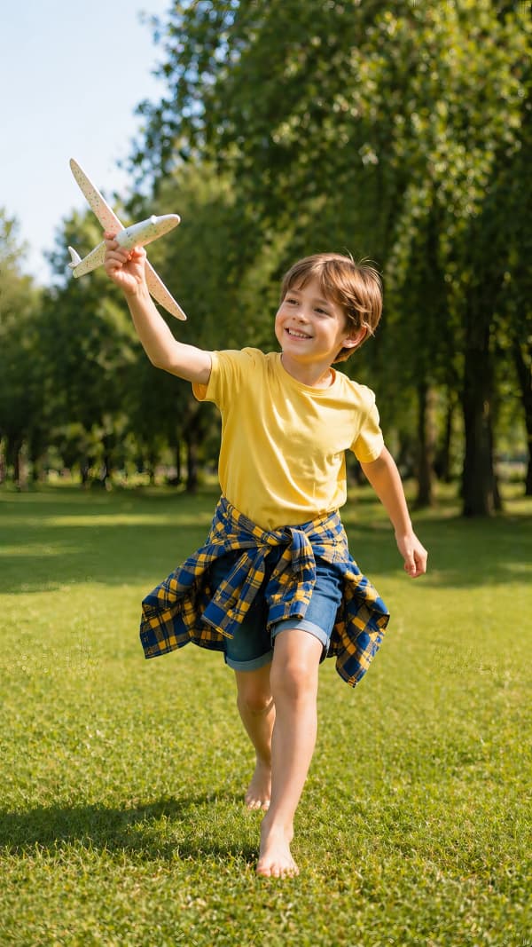 Boy pointing outdoors