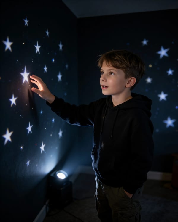 Boy holding glowing star