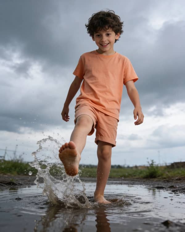 Boy splashing in water