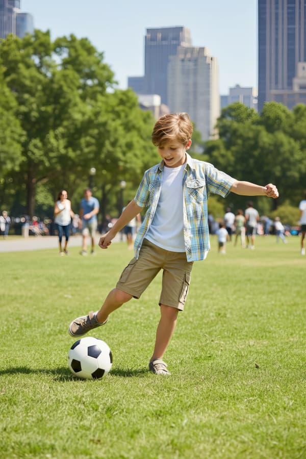 Boy playing soccer