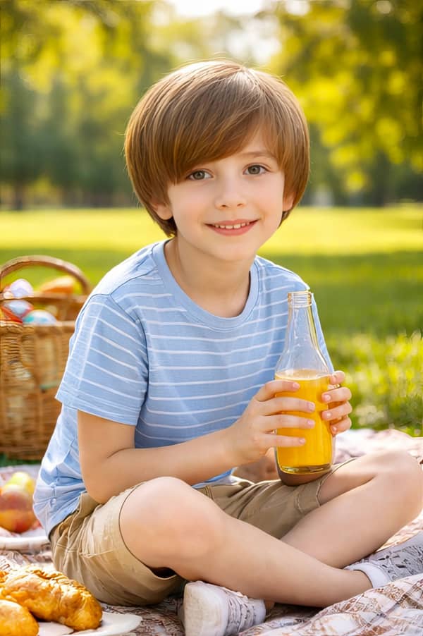 Boy eating at desk