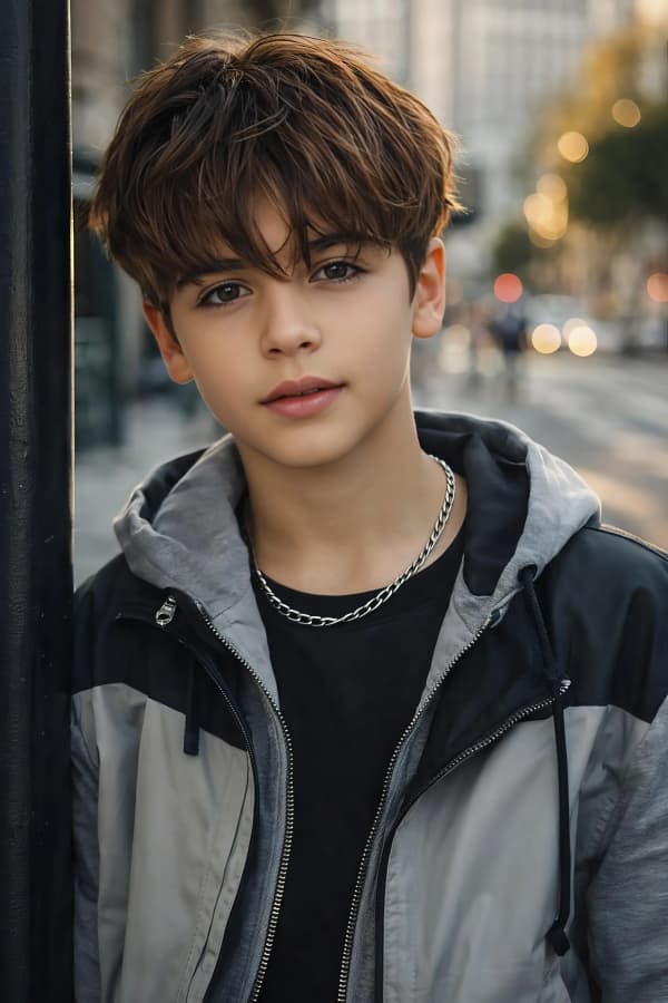 Boy looking over shoulder