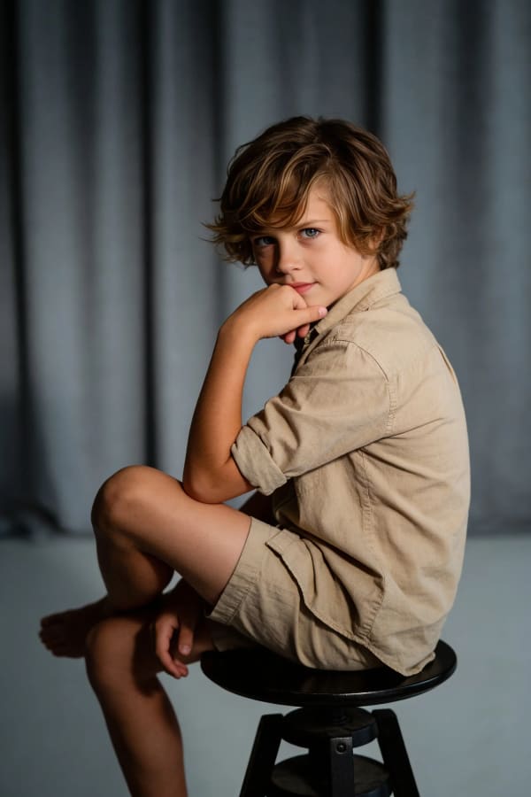 Boy looking over shoulder
