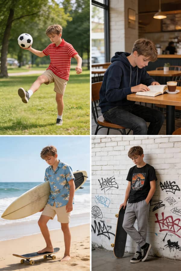 Boy soccer collage