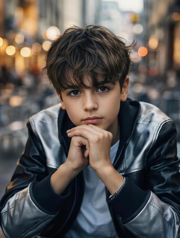 Boy sitting thoughtfully