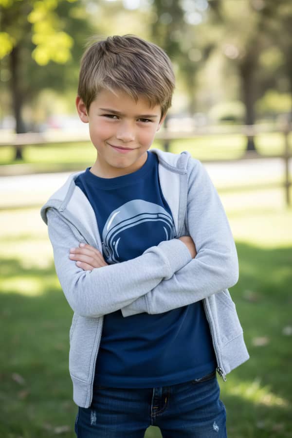 Boy walking outside