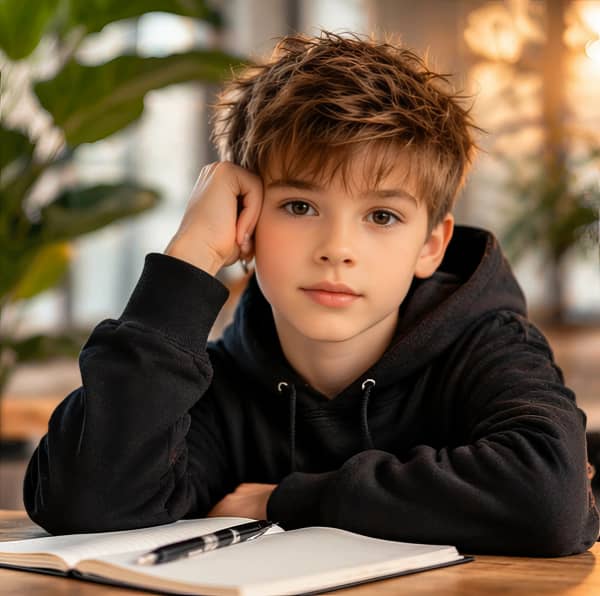 Boy sitting at desk