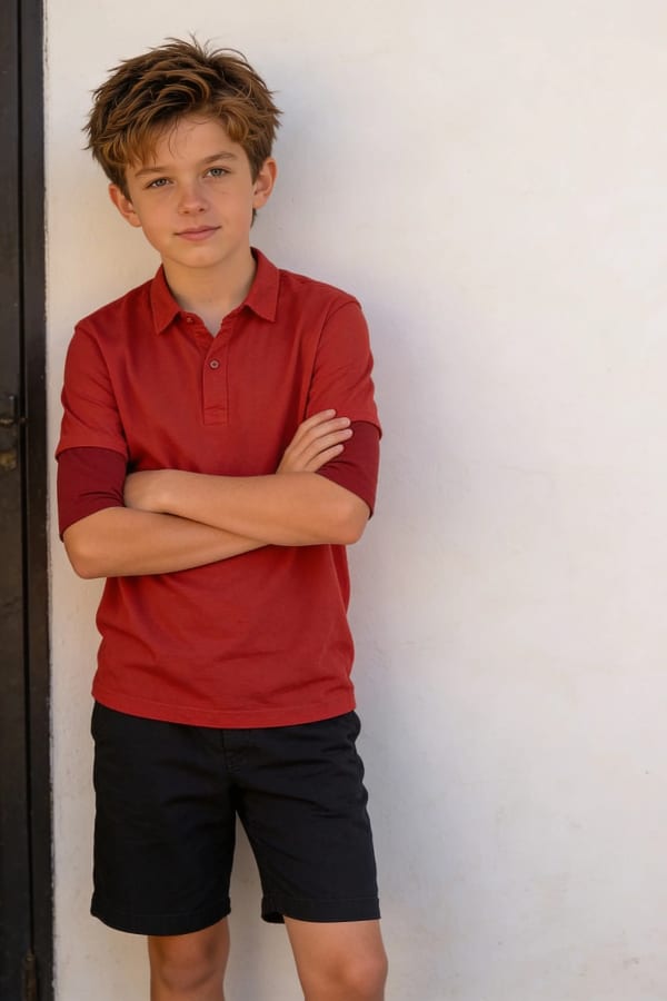 Boy leaning on wall