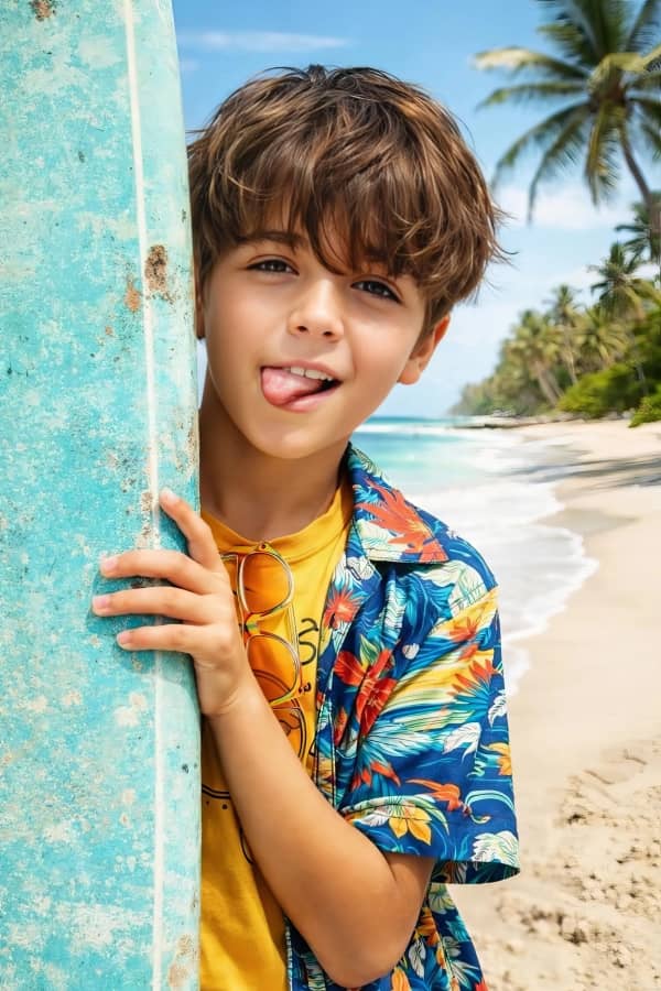Boy leaning on wall