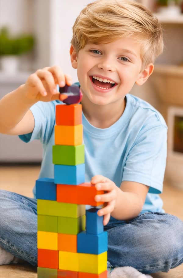 Boy playing with blocks