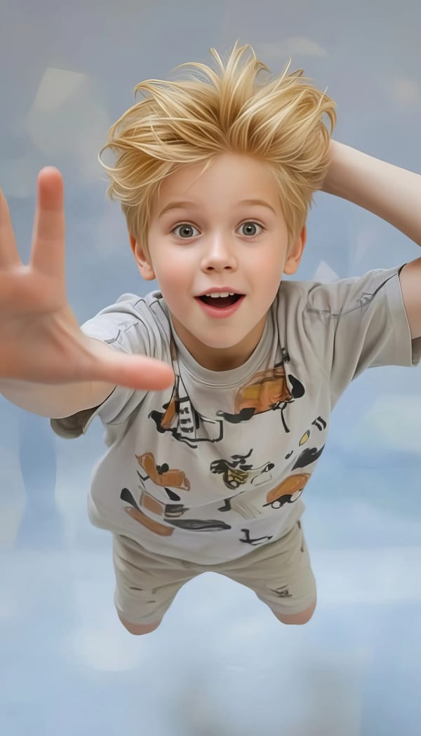 Boy with arms open in park