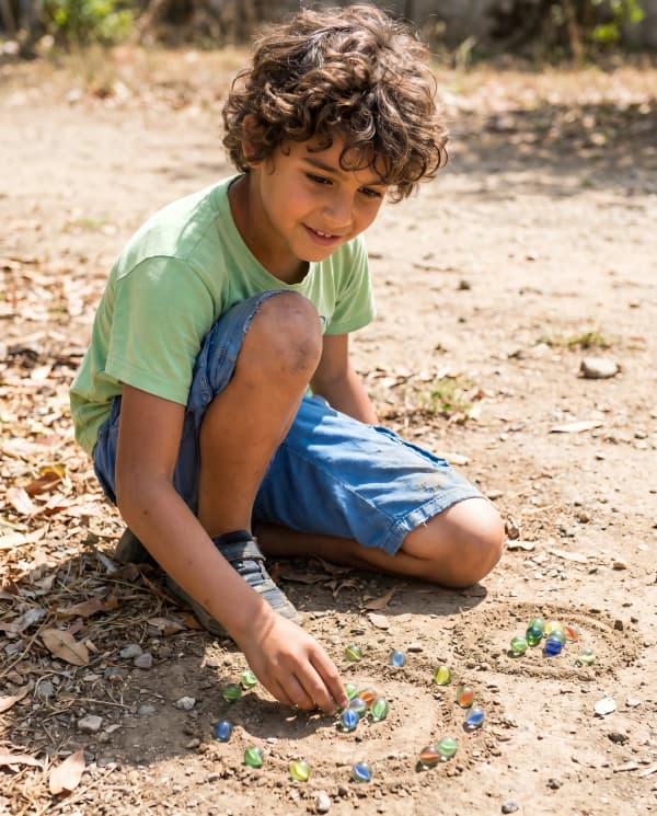 Boy drawing with chalk