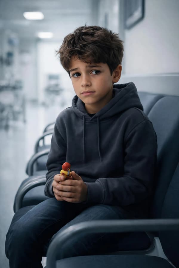 Boy sitting in office chair