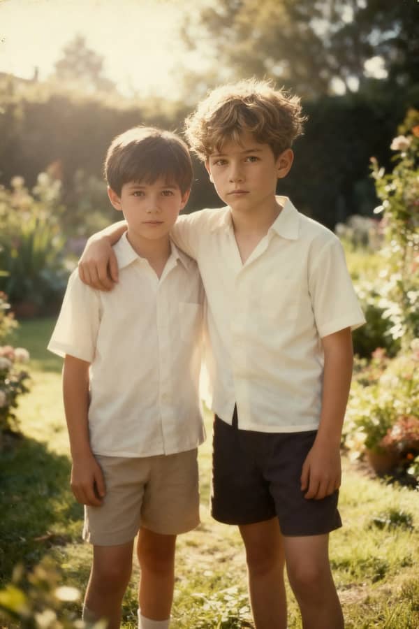 Two boys standing together