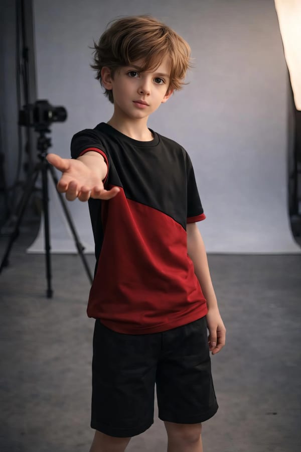 Boy extending hand