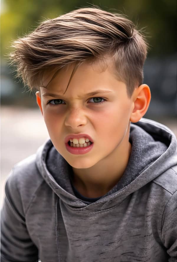 Boy looking angry