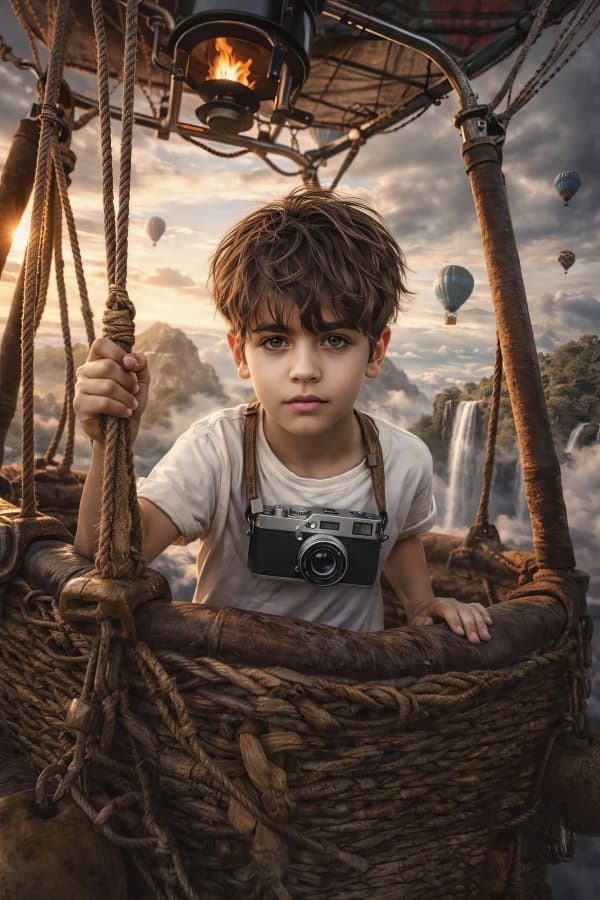 Boy in dense forest
