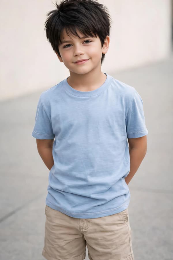Boy in blue t-shirt