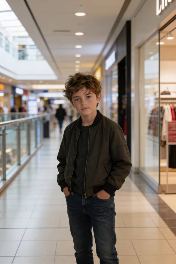 Boy standing in mall
