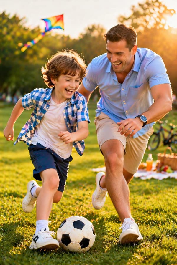 Two boys playing soccer